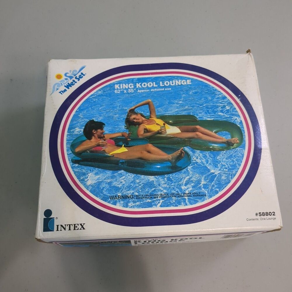 Intex Vintage NOS King Kool Inflatable Lounge Swimming Pool Float 62” X35” 58802